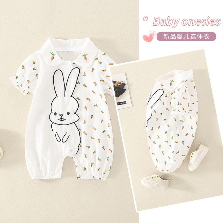 婴儿夏季连体衣新款包屁衣短袖薄款可爱洋气宝宝哈衣外出服