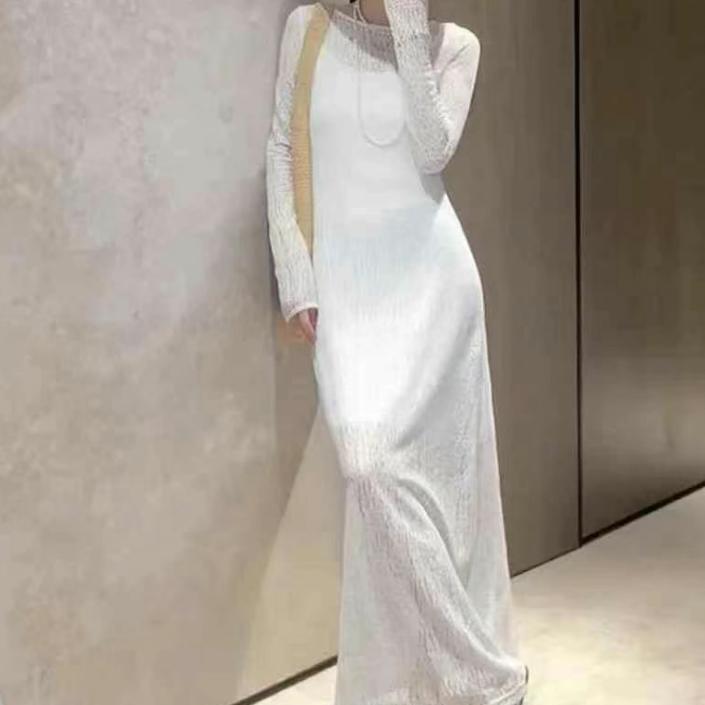 米欧严选 韩剧女主 重工雪花蕾丝吊带+连衣裙两件套女