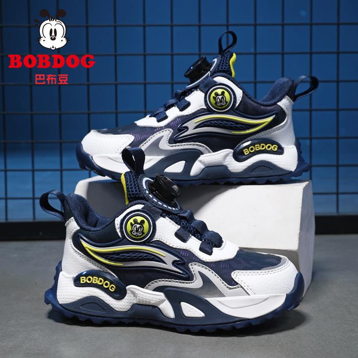 巴布豆童鞋男童运动鞋2025春秋季新款皮面防水男孩户外儿童跑步鞋