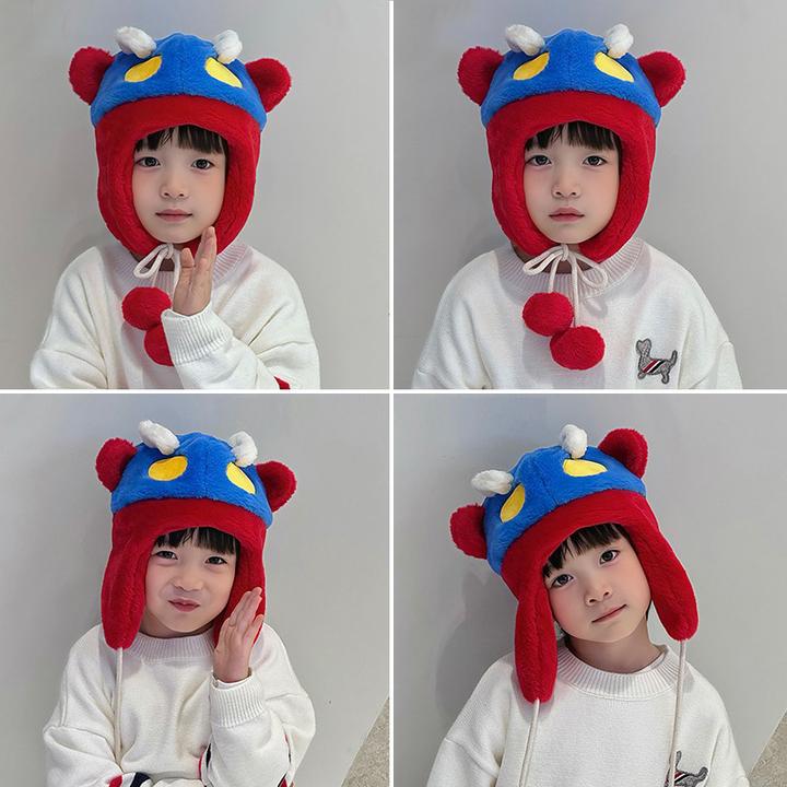 儿童保暖套头帽男童秋冬防寒护耳冬天男孩小孩奥特曼加绒加厚男宝