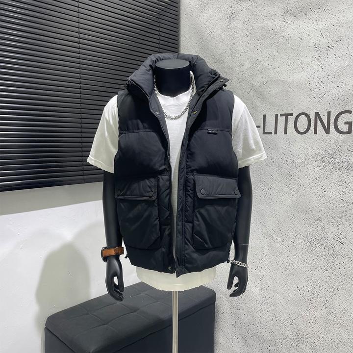 加厚大口袋羽绒马甲外套男冬季保暖潮牌宽松休闲立领坎肩背心外穿