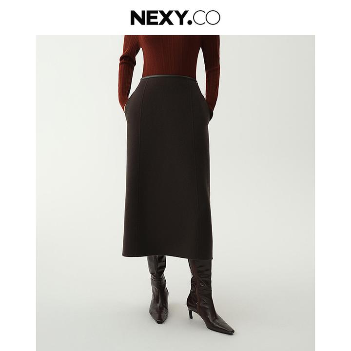 NEXY.CO/奈蔻显瘦气质高腰时尚中长款秋冬半裙XW01781E4