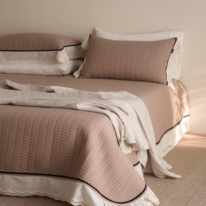 法式轻奢风丨A类床盖三件套全棉纯棉双面绗缝夹棉高级感床单床品