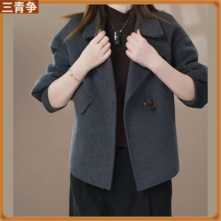 12025双面秋冬新款呢大衣短款外套小个子洋气大码妈妈l