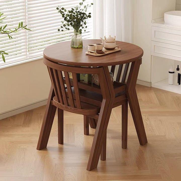 希格莱喝茶圆桌桌椅阳台三件套茶桌实木茶台休闲一桌二椅组合茶几