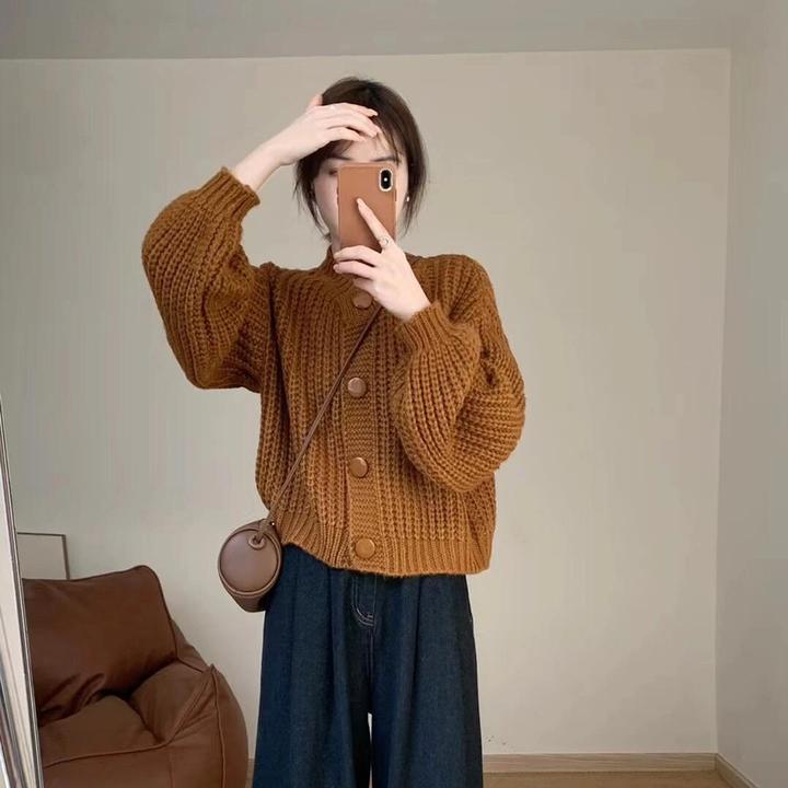 2025早春搭配一整套韩系穿搭咖色短款毛呢外套女休闲百搭加厚裤子