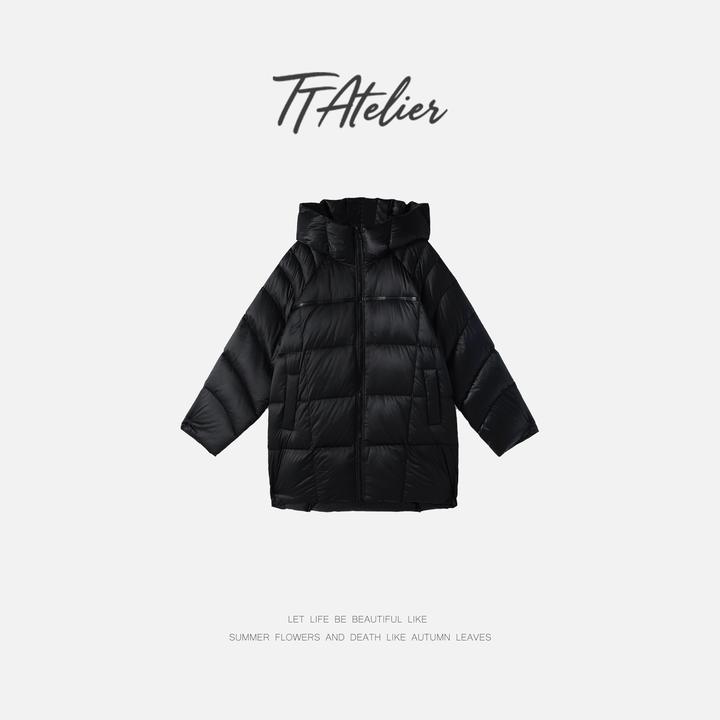 TT设计师【冬川十里】时尚简约蓬松保暖白鸭绒面包服羽绒服TT191493