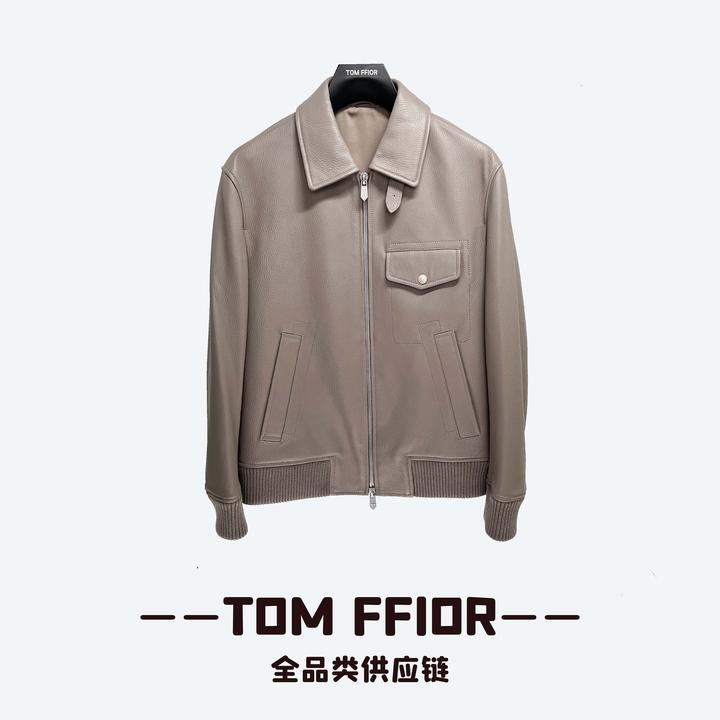 TOM FFIOR 时尚老钱风！进口绵羊皮螺纹立体袋男士真皮夹克50203