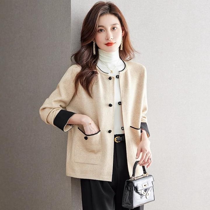 新中式国风短款外套女装2025春秋季新款早春针织开衫初春秋款上衣