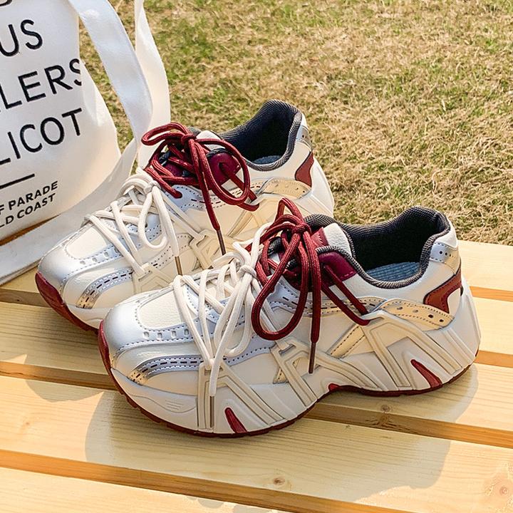 欧洲站高级感厚底老爹鞋女款2025夏季新款爆款小众原创休闲运动鞋