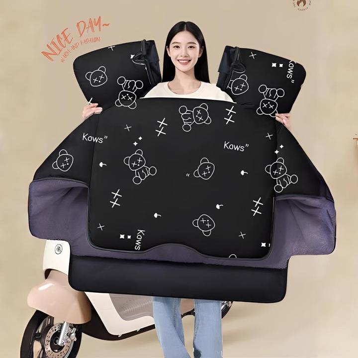 电动车冬季防风加厚挡风被加绒新款电瓶车防雨大号冬季保暖挡风被