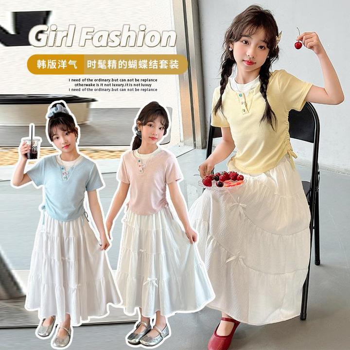 巴拉巴拉适用女童短袖恤夏季2025新款洋气儿童女孩上衣夏装半袖假