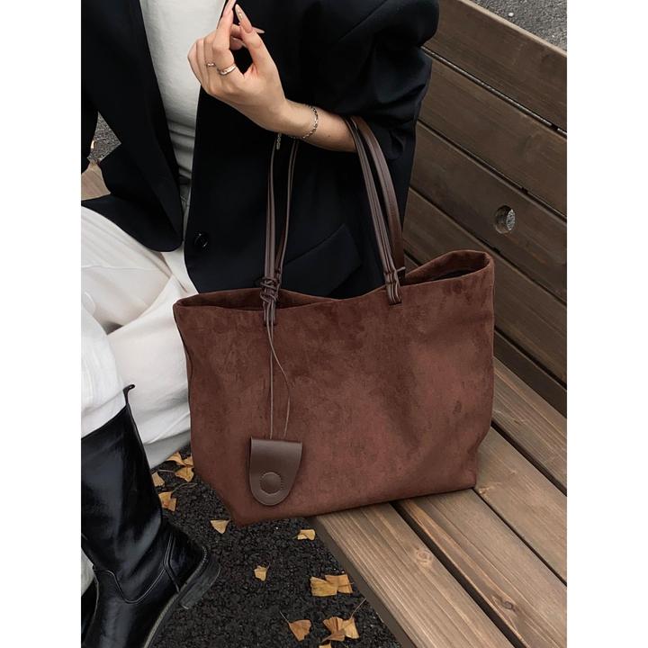 高级质感大容量麂皮托特包2025新款日常通勤外出时尚潮单肩包