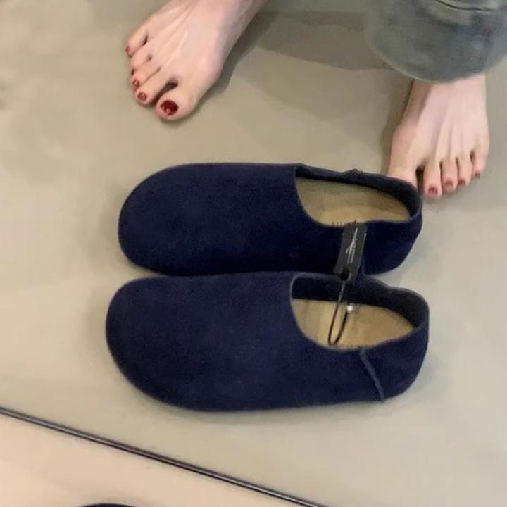 超火2025早秋韩版复古舒适勃肯鞋懒人鞋奶奶鞋日系丑萌软底单鞋女