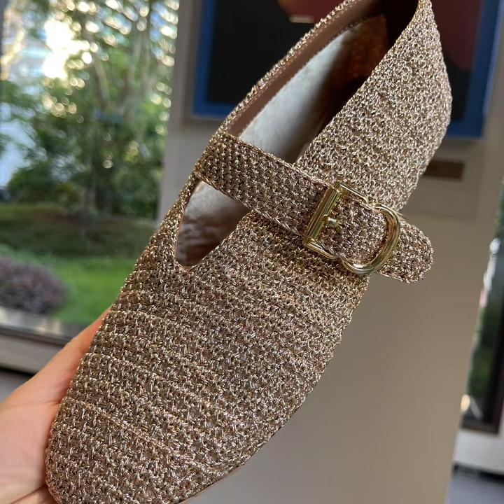 搭扣编织薄款单鞋渔夫鞋