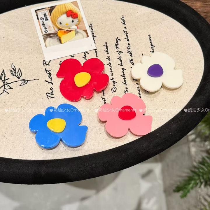 多巴胺糖果花朵彩色边夹发卡女2025新款甜美可爱侧边夹子发夹头饰