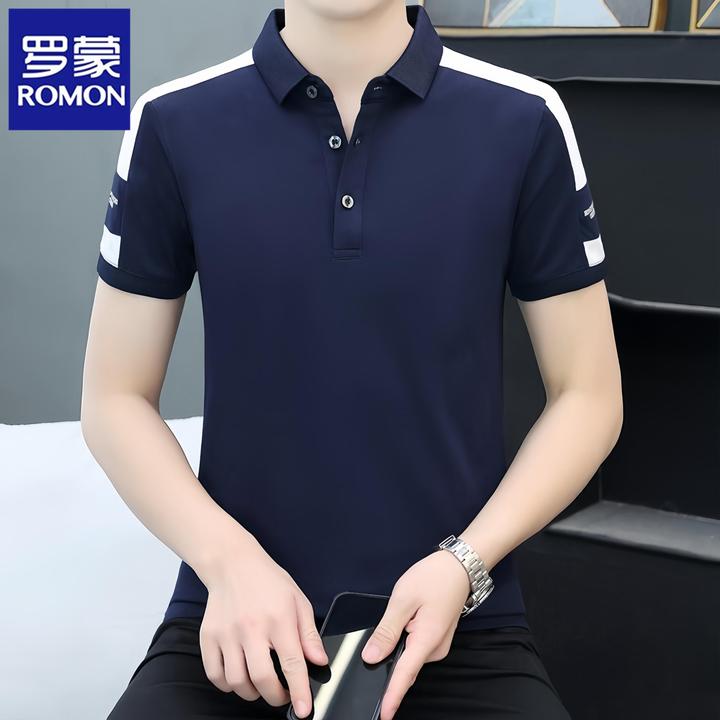 Romon/罗蒙polo衫男士夏季2025薄款商务上衣服翻领新款短袖t恤潮