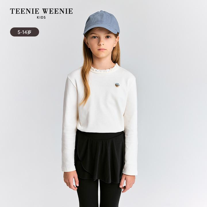 TeenieWeenie Kids小熊童装冬甜美花边领打底衫棉T恤TKLA258T41I