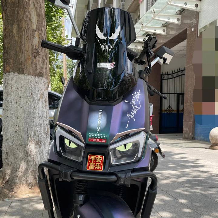 适用台铃封神电动车车头反光装饰贴纸改装配件饰品眉毛恶魔眼睛贴