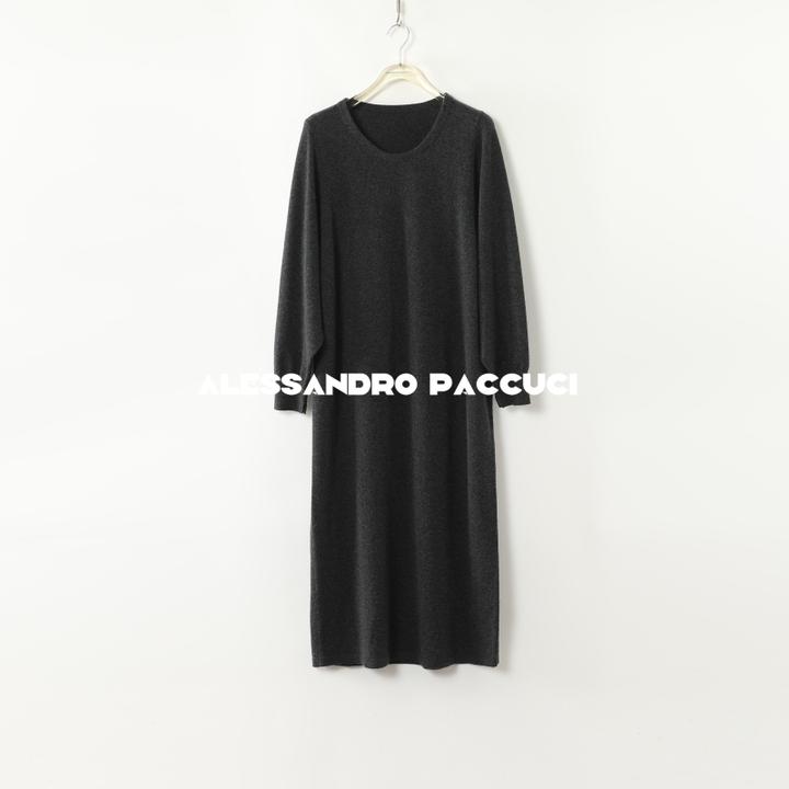 AP洛哥44233SQ【懒人裙】绵羊毛混纺鹅蛋领松弛感针织连衣裙2024冬