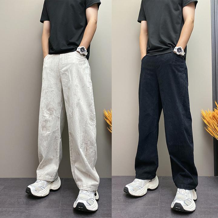 美式街头工装风水洗阔腿直筒裤潮牌高街脏脏休闲裤男2025秋季新款