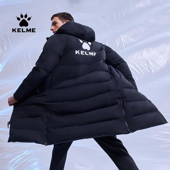 卡尔美优选【防寒棉袄】长款足球运动冬训棉服连帽保暖外套大衣男