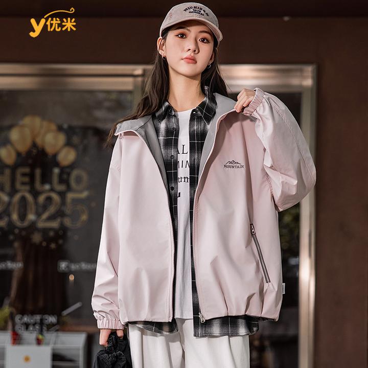 女童秋季外套透气秋款两面穿冲锋衣女孩外套户外休闲新款3616