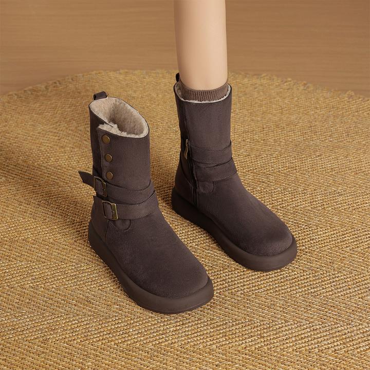 华耐雪地靴女2025新款秋冬美拉德加绒加厚保暖厚底棉鞋勃肯短靴女