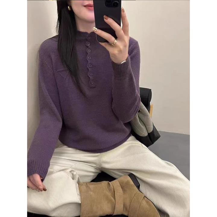 【大码】拉夏贝尔秋冬高领纯色针织打底衫女春秋洋气大码女上衣a102