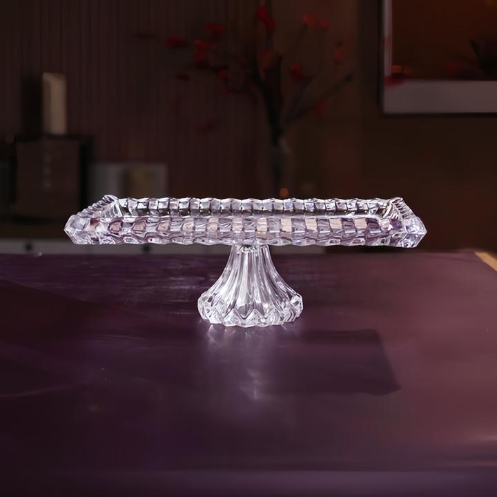 欧式水晶玻璃高脚水果盘客厅大号创意长方形拜访糖果点心托盘