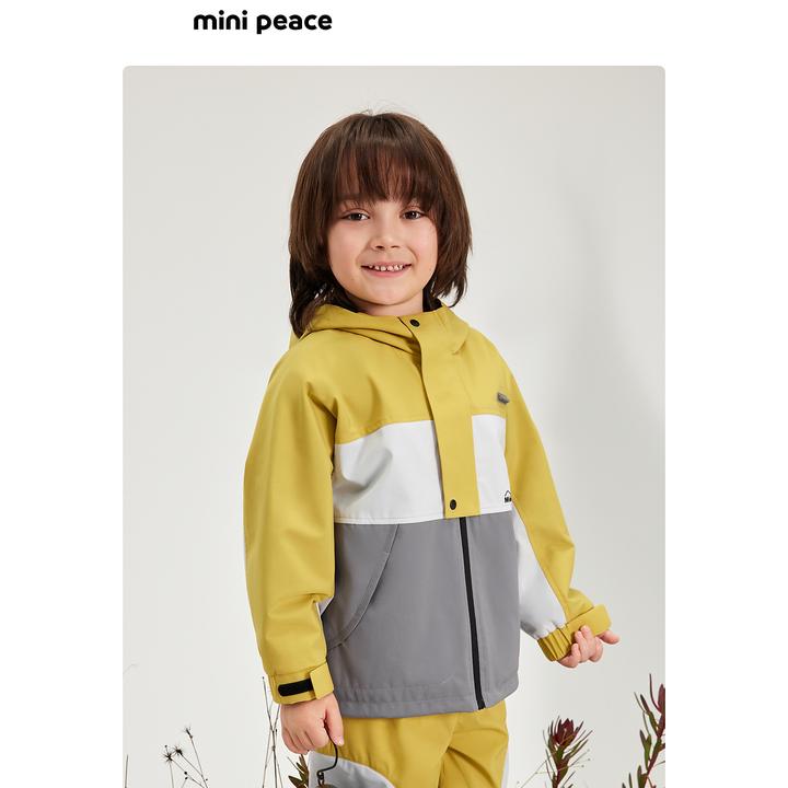 【专柜同款】MINIPEACE太平鸟童装男童风衣儿童拼接连帽外套