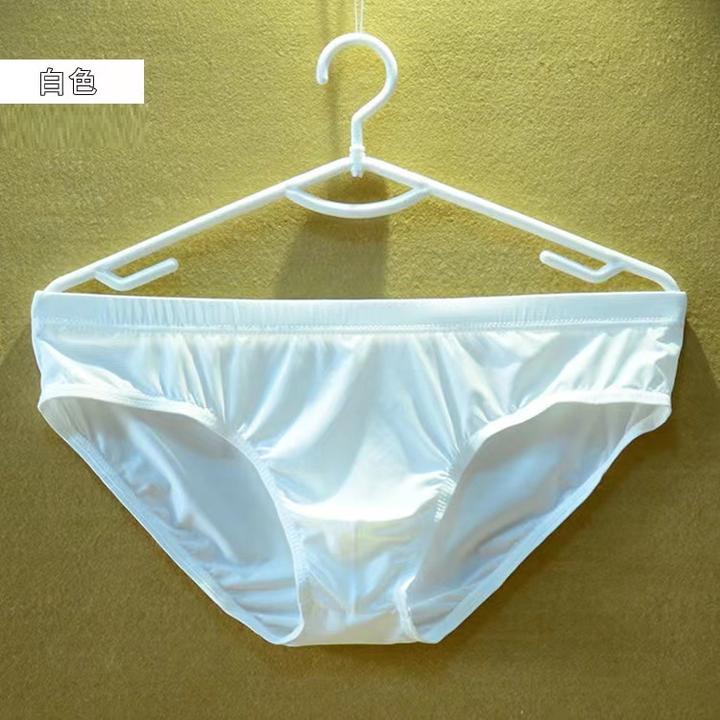 男士内裤冰丝三角裤透明U凸透气外贸低腰紧张时尚青年三角内裤