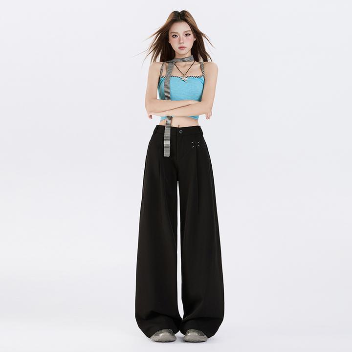 2025秋季高级感黑色西裤男女秋季垂感宽松休闲职业西装长裤