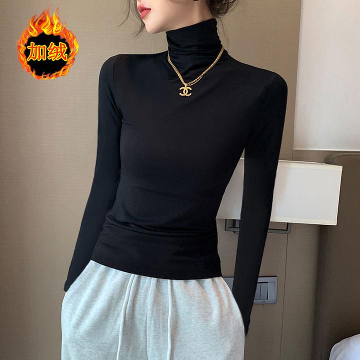 黑色莫代尔高领春秋新款冬保暖女生女款秋冬衣服内搭高领打底衫