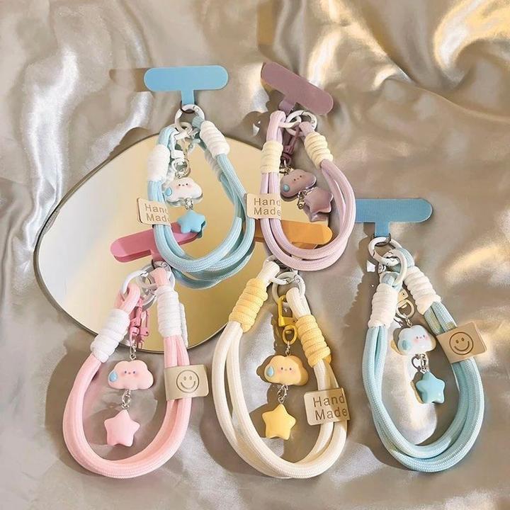 趣味手机挂饰品卡通挂坠手腕绳挂链学生妹背包手机链蓝色无语云朵