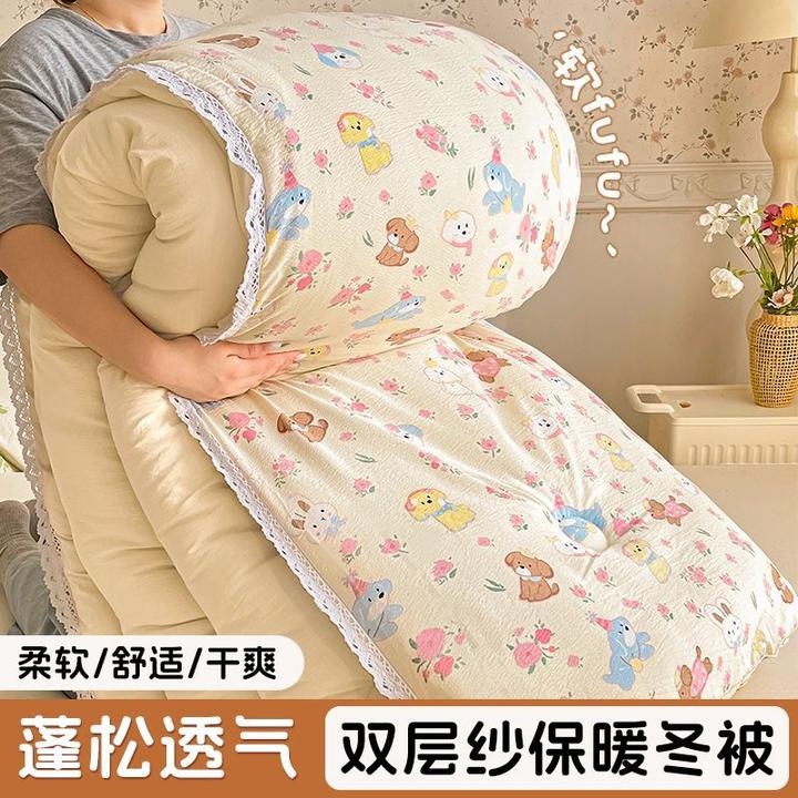 双层纱被子春秋被被芯宿舍单人学生四季通用棉被秋冬被加厚保暖