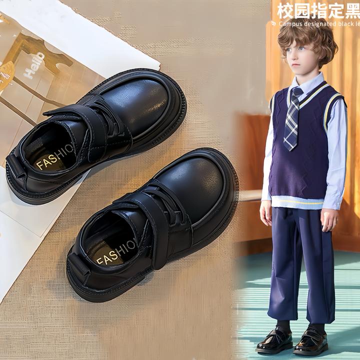 男童皮鞋软底真皮黑色6-12岁宝宝秋冬儿童2025新款大童校园演出鞋