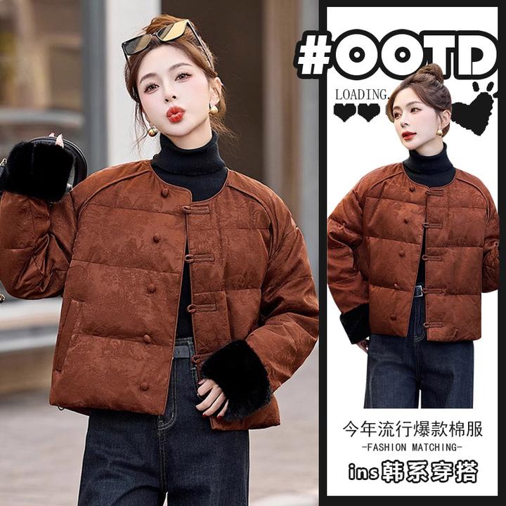 新中式国风短款盘扣棉服女冬季2025新款小个子显瘦别致面包服外套