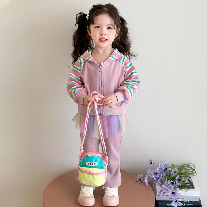 女童套装2025新款春季女孩韩版洋气时髦休闲运动两件套女宝宝春装