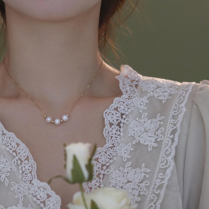 925银天然淡水珍珠项链路路通微笑锁骨链 简约 气质轻奢小众 送