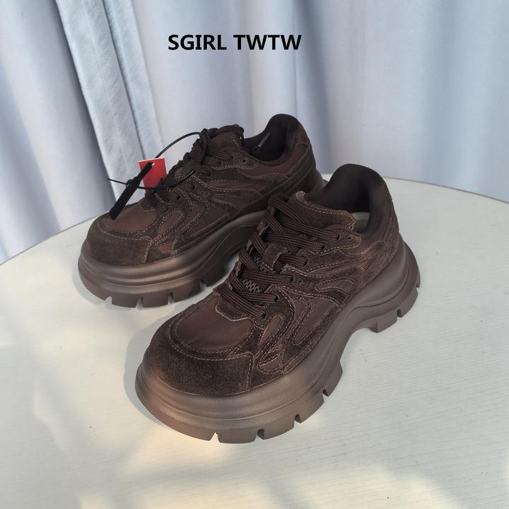SGIRL TWTW2025年秋冬新款真皮厚底松糕底时尚休闲百搭老爹鞋女鞋
