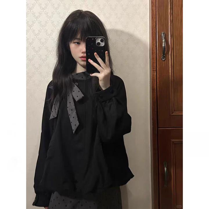 时尚洋气休闲服秋装新款爆款高级感小众酷飒风炸街花苞衬衫上衣女