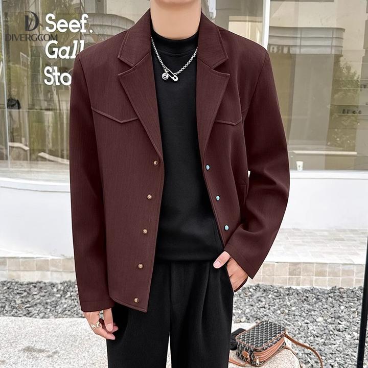 DIIIVERGOM西装领夹克外套男款秋季新款潮流18男款青少年开衫外套