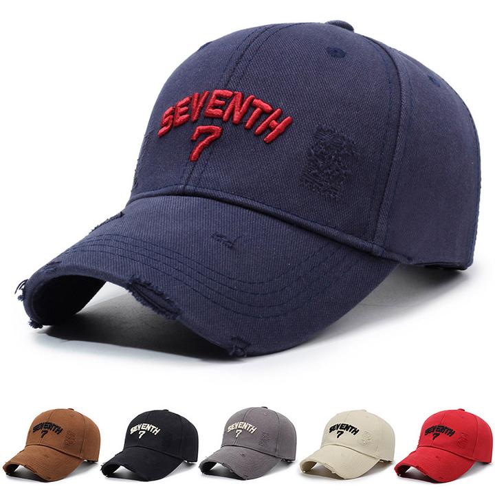 复古做旧帽子立体刺绣棒球帽户外破洞帽子男女出行百搭遮阳鸭舌帽