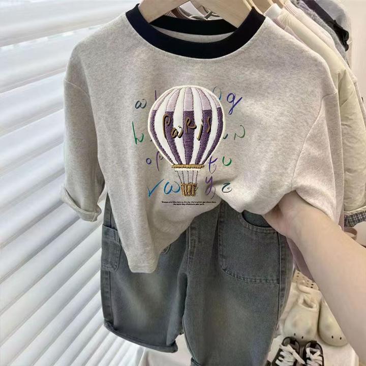 纯棉儿童卡通长袖T恤2025春秋新款中小童洋气上衣男女童打底衫潮t