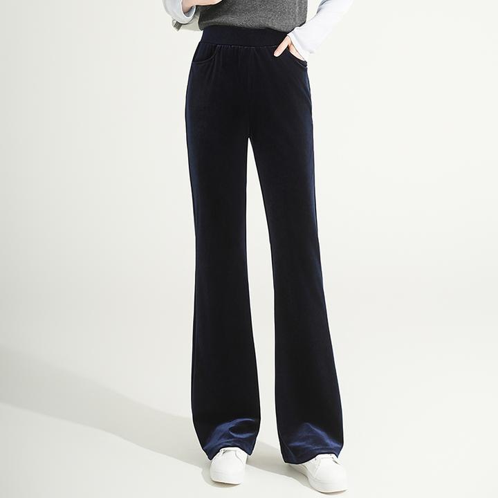 金丝绒微喇阔腿女秋冬2025新款垂坠高腰显瘦高个子休闲修身喇叭裤