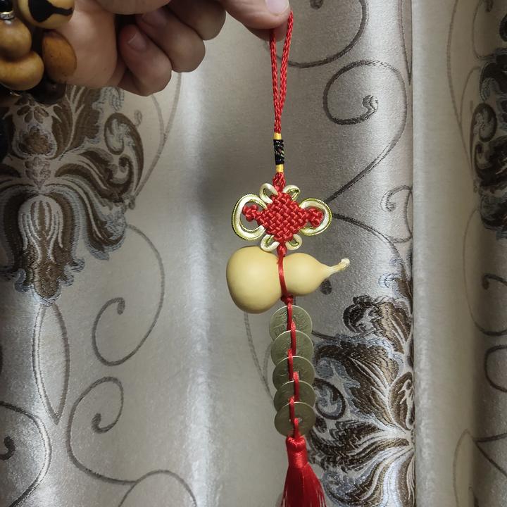 一个一串天然带籽葫芦五帝钱吉祥挂件