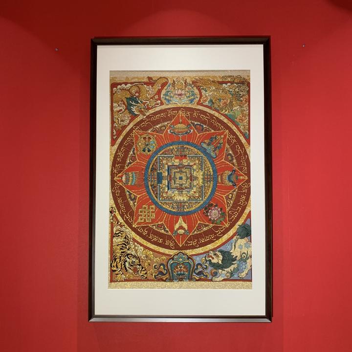 刺绣唐卡【八宝坛城】挂画茶办公室茶室书房新中式背景墙装饰画