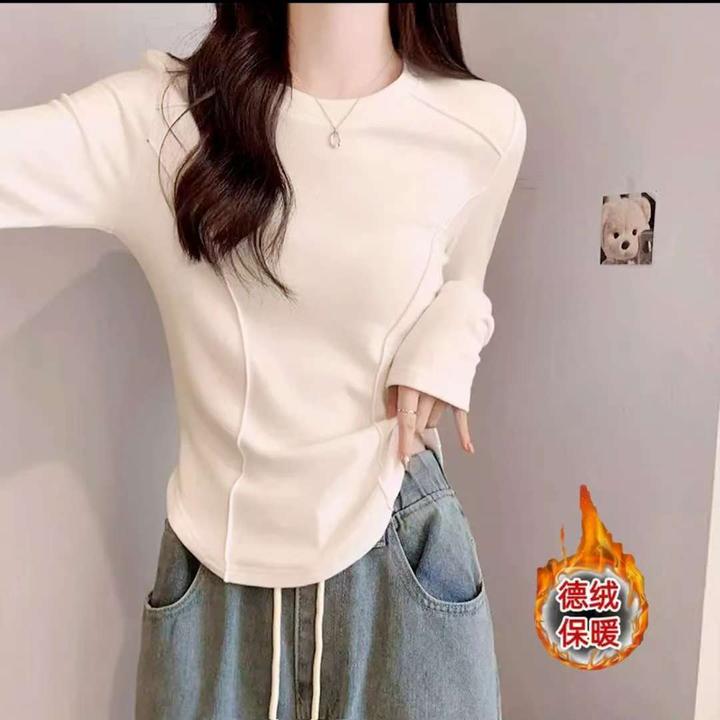 鱼骨3打底衫磨毛糯米绒 不挑人款 秋冬时尚 设计感显瘦 流行