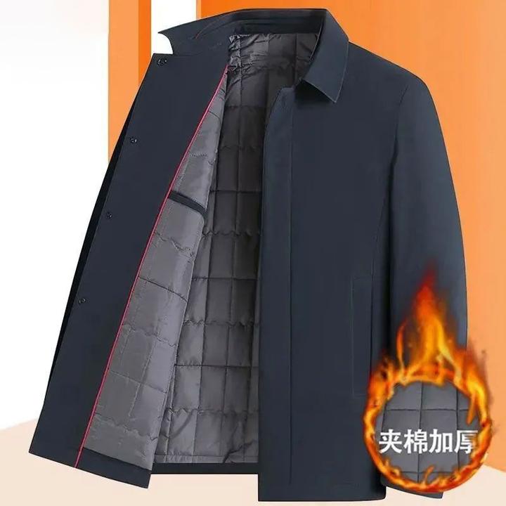 保暖男冬季夹棉休闲秋冬夹棉男士商务行政夹克中老年加厚翻领外套